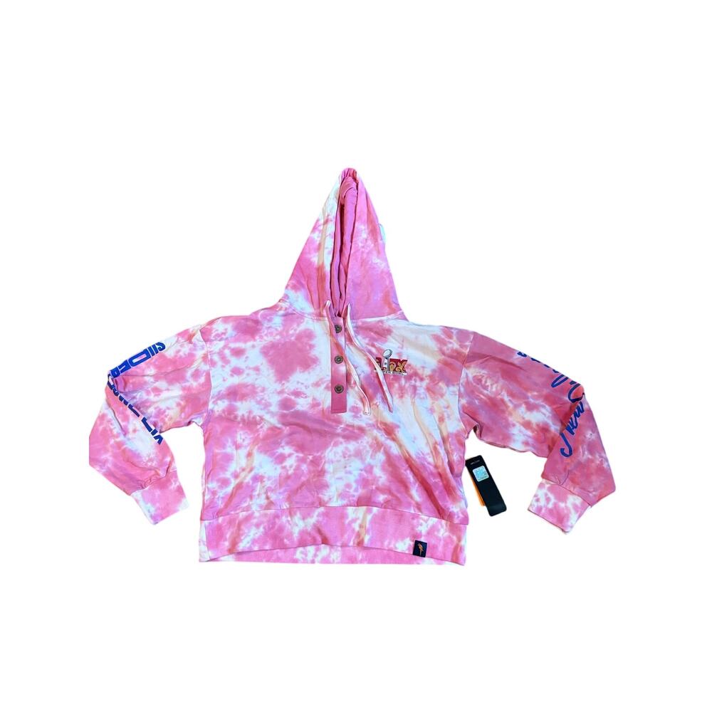 Margaritaville Pink Tie Dye Cropped Hoodie New Orleans Super Bowl Size Med NWT